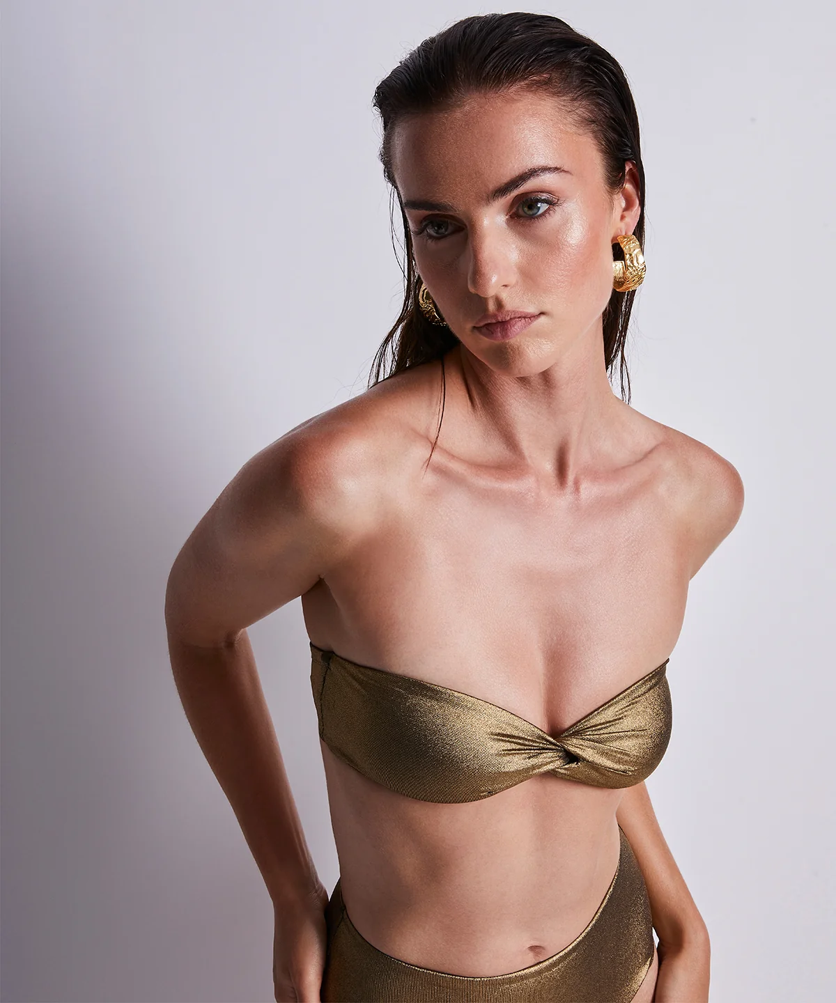 Sunlight Glow Haut de maillot de bain Bandeau coques amovibles Antique Gold - Image 2