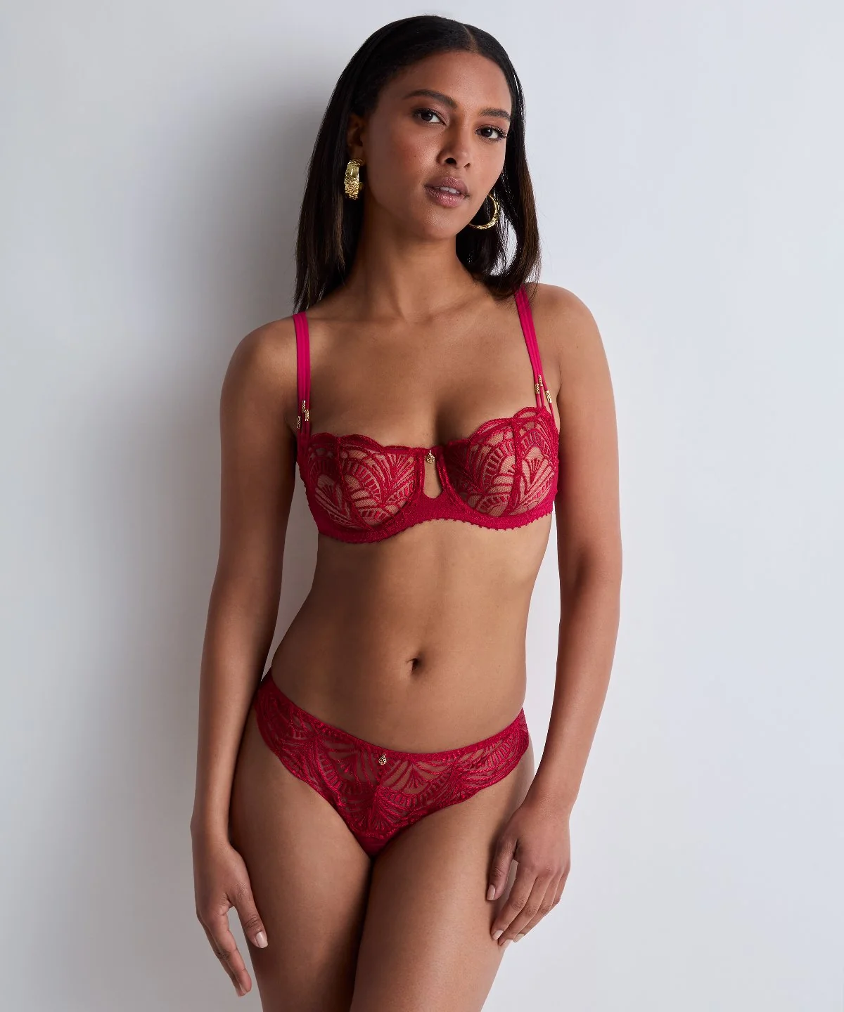 Vibes Soutien-gorge Corbeille avec armatures Rouge Love et Uni Bordeaux - Image 5