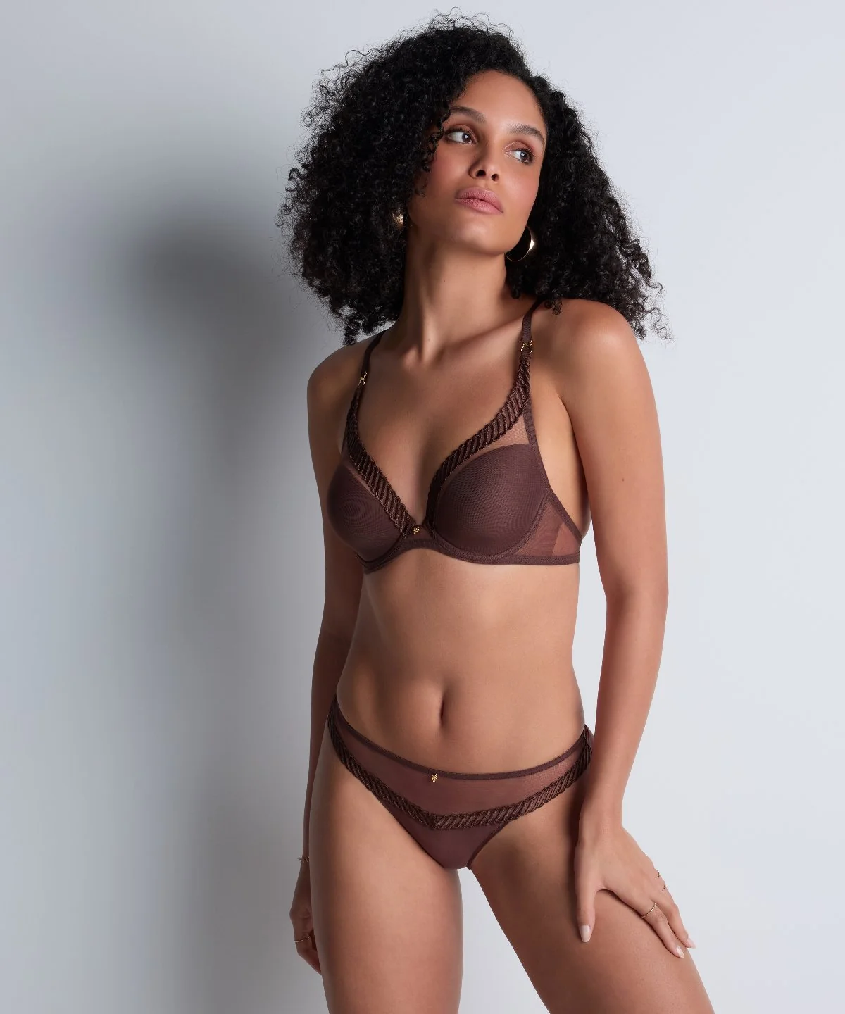 Sheer Emotion Tanga Sepia - Image 3